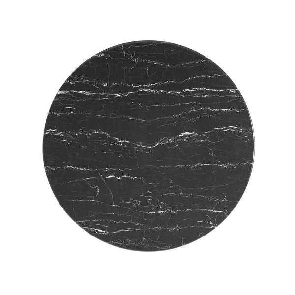 Modway Furniture Lippa 36" Round Faux Marble Dining Table - Elegant Mid-Century Design for Modern Spaces, White/Black EEI-5168-WHI-BLK