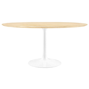 Modway Furniture Lippa 60" Round Wood Dining Table - Mid-Century Modern Design for Dining and Entertaining Spaces EEI-5176-WHI-NAT