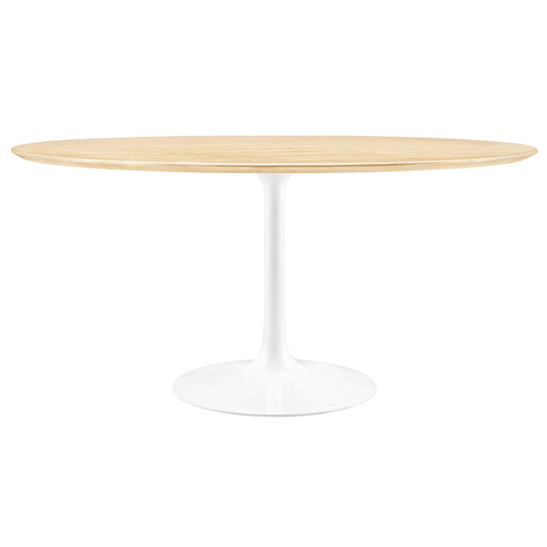 Modway Furniture Lippa 60" Round Wood Dining Table - Mid-Century Modern Design for Dining and Entertaining Spaces EEI-5176-WHI-NAT