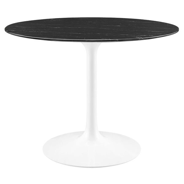 Modway Furniture Lippa 40" Round Faux Marble Dining Table – Elegant Pedestal Design, Chic & Space-Saving Centerpiece EEI-5181-WHI-BLK