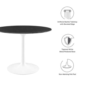 Modway Furniture Lippa 40" Round Faux Marble Dining Table – Elegant Pedestal Design, Chic & Space-Saving Centerpiece EEI-5181-WHI-BLK