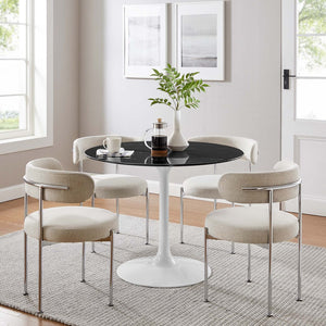 Modway Furniture Lippa 40" Round Faux Marble Dining Table – Elegant Pedestal Design, Chic & Space-Saving Centerpiece EEI-5181-WHI-BLK