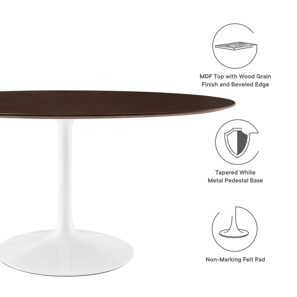 Modway Furniture Lippa 60" Oval Dining Table in Cherry Walnut - Mid-Century Modern Design for Stylish Entertaining EEI-5194-WHI-CHE