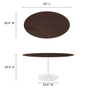 Modway Furniture Lippa 60" Oval Dining Table in Cherry Walnut - Mid-Century Modern Design for Stylish Entertaining EEI-5194-WHI-CHE