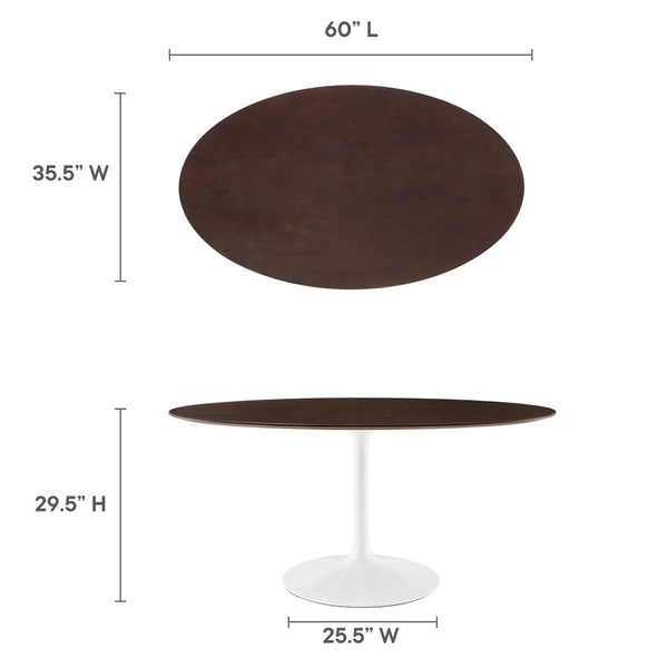 Modway Furniture Lippa 60" Oval Dining Table in Cherry Walnut - Mid-Century Modern Design for Stylish Entertaining EEI-5194-WHI-CHE