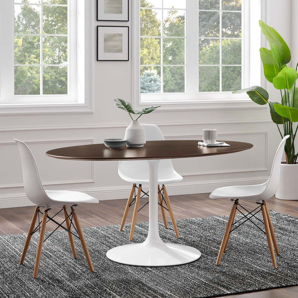Modway Furniture Lippa 60" Oval Dining Table in Cherry Walnut - Mid-Century Modern Design for Stylish Entertaining EEI-5194-WHI-CHE