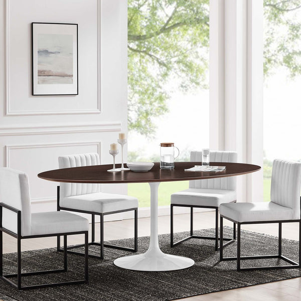 Modway Furniture Lippa 78" Oval Dining Table - Mid-Century Modern Design, Seats 8, White Cherry Walnut Finish EEI-5196-WHI-CHE