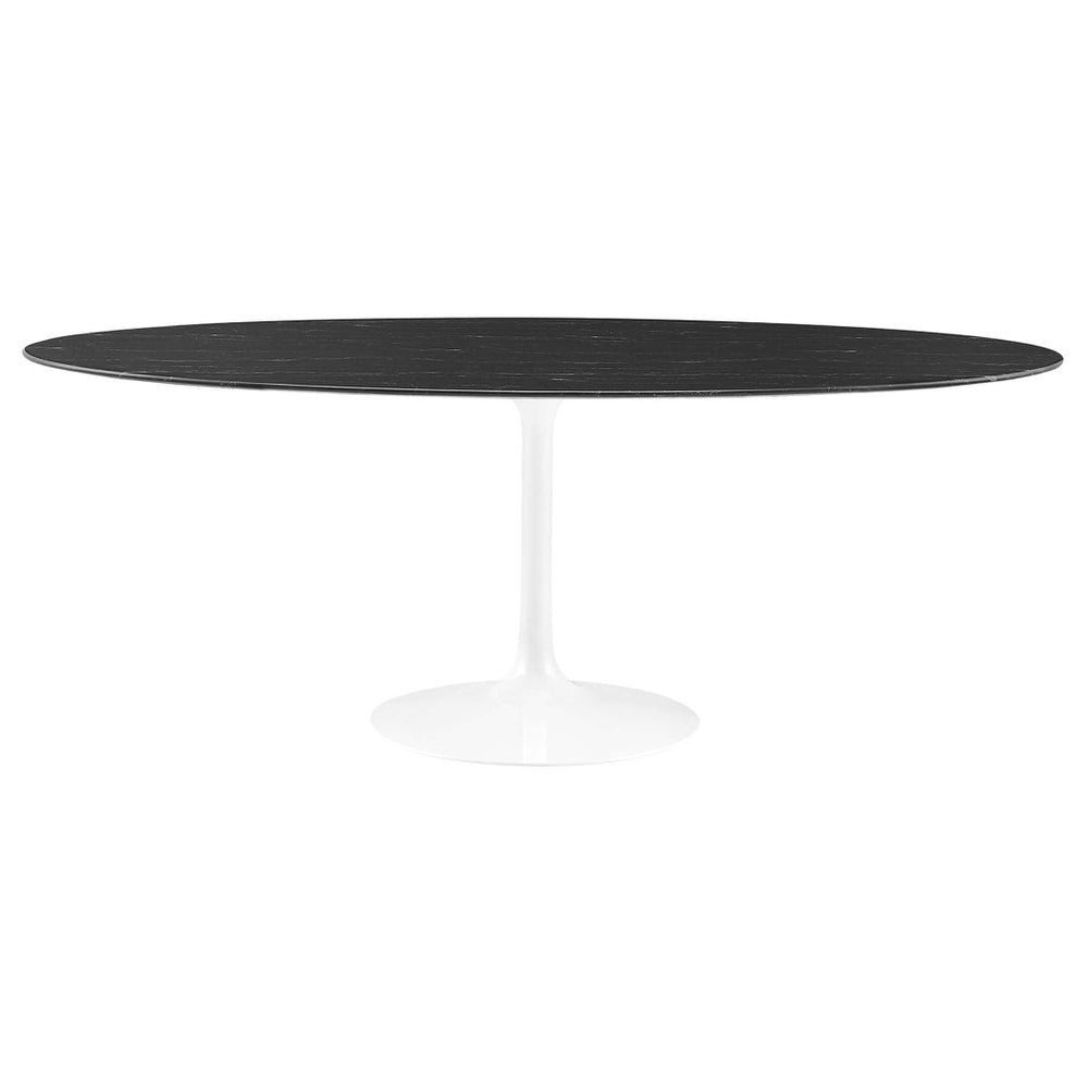 Modway Furniture Lippa 78" Oval Faux Marble Dining Table - Modern Mid-Century Design for Stylish Gatherings EEI-5198-WHI-BLK