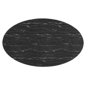 Modway Furniture Lippa 78" Oval Faux Marble Dining Table - Modern Mid-Century Design for Stylish Gatherings EEI-5198-WHI-BLK