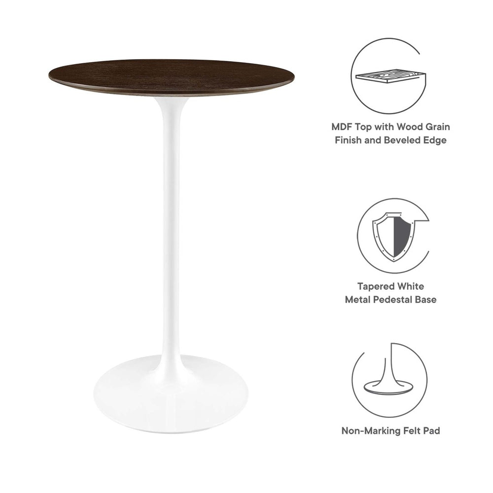 Modway Furniture Lippa 28" Round Bar Table - Stylish Mid-Century Design for Small Spaces, Dining & Entertaining EEI-5199-WHI-CHE