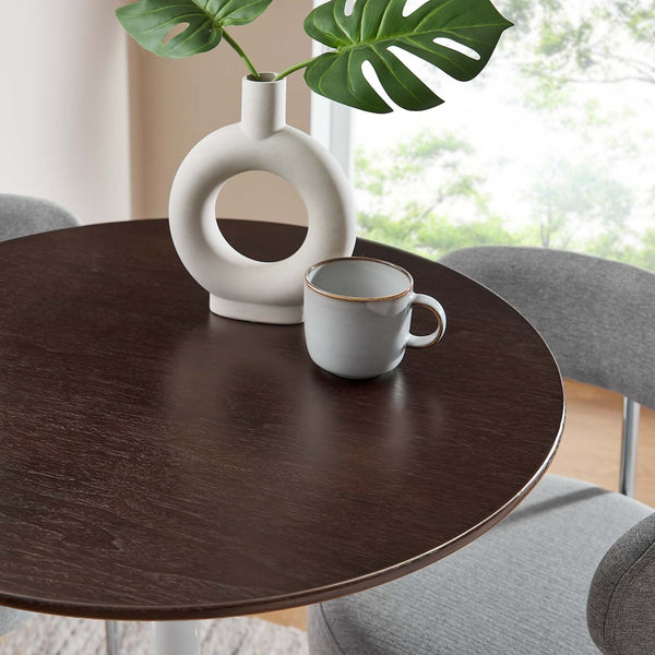 Modway Furniture Lippa 28" Round Bar Table - Stylish Mid-Century Design for Small Spaces, Dining & Entertaining EEI-5199-WHI-CHE