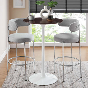 Modway Furniture Lippa 28" Round Bar Table - Stylish Mid-Century Design for Small Spaces, Dining & Entertaining EEI-5199-WHI-CHE