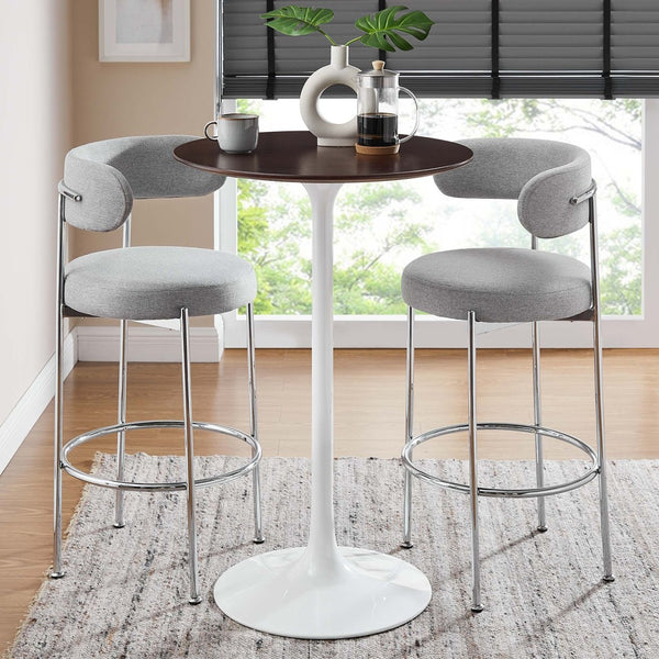 Modway Furniture Lippa 28" Round Bar Table - Stylish Mid-Century Design for Small Spaces, Dining & Entertaining EEI-5199-WHI-CHE