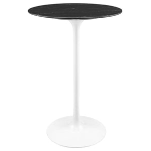 Modway Furniture Lippa 28" Round Faux Marble Bar Table - Mid-Century Modern Design for Small Spaces & Dining EEI-5203-WHI-BLK