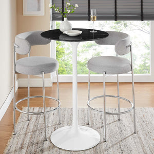 Modway Furniture Lippa 28" Round Faux Marble Bar Table - Mid-Century Modern Design for Small Spaces & Dining EEI-5203-WHI-BLK