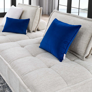 Modway Furniture Saunter 2-Piece Tufted Loveseat - Elegant Beige Fabric Sectional with Bolster Pillow & Comfort Support EEI-5204-BEI