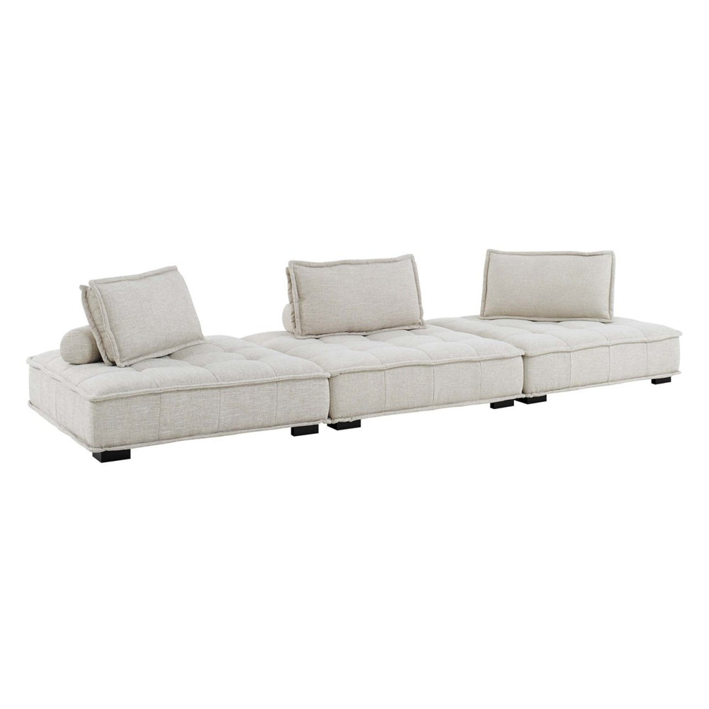 Modway Furniture Saunter 3-Piece Tufted Fabric Sofa - Modern Comfort, Durable Polyester Upholstery & Versatile Design EEI-5206-BEI