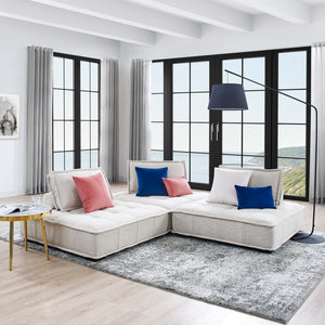 Modway Furniture Saunter 3-Piece Tufted Fabric Sofa - Modern Comfort, Durable Polyester Upholstery & Versatile Design EEI-5206-BEI