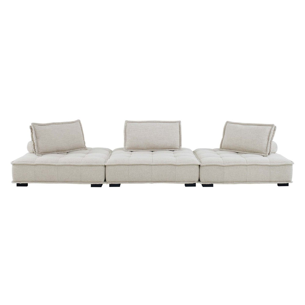 Modway Furniture Saunter 3-Piece Tufted Fabric Sofa - Modern Comfort, Durable Polyester Upholstery & Versatile Design EEI-5206-BEI
