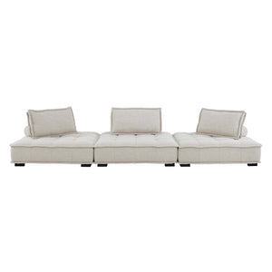 Modway Furniture Saunter 3-Piece Tufted Fabric Sofa - Modern Comfort, Durable Polyester Upholstery & Versatile Design EEI-5206-BEI