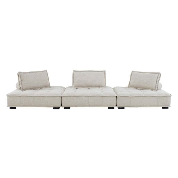 Modway Furniture Saunter 3-Piece Tufted Fabric Sofa - Modern Comfort, Durable Polyester Upholstery & Versatile Design EEI-5206-BEI