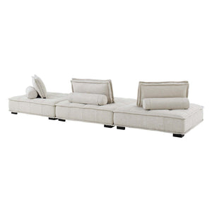 Modway Furniture Saunter 3-Piece Tufted Fabric Sofa - Modern Comfort, Durable Polyester Upholstery & Versatile Design EEI-5206-BEI
