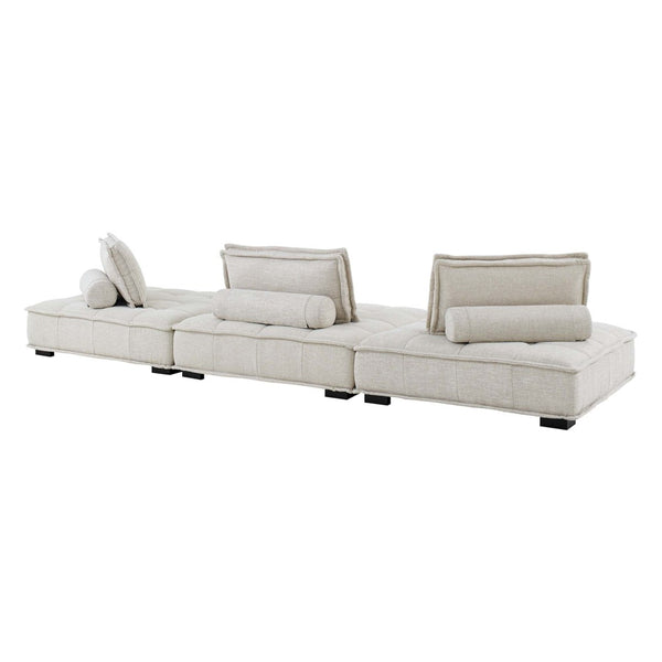 Modway Furniture Saunter 3-Piece Tufted Fabric Sofa - Modern Comfort, Durable Polyester Upholstery & Versatile Design EEI-5206-BEI