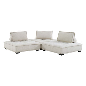 Modway Furniture Saunter 3-Piece Tufted Fabric Sofa - Modern Comfort, Durable Polyester Upholstery & Versatile Design EEI-5206-BEI