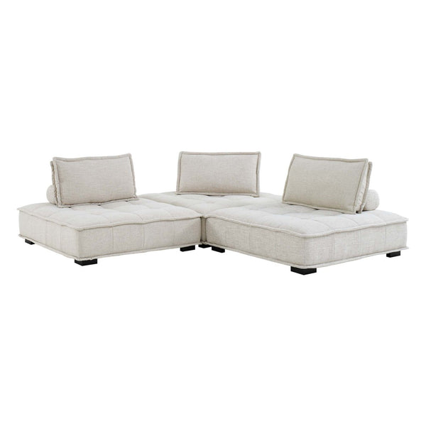 Modway Furniture Saunter 3-Piece Tufted Fabric Sofa - Modern Comfort, Durable Polyester Upholstery & Versatile Design EEI-5206-BEI