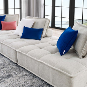 Modway Furniture Saunter 3-Piece Tufted Fabric Sofa - Modern Comfort, Durable Polyester Upholstery & Versatile Design EEI-5206-BEI