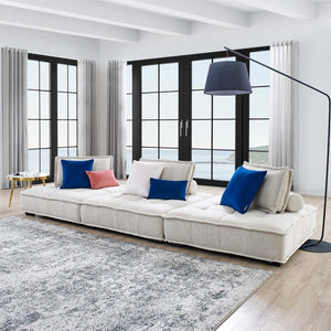 Modway Furniture Saunter 3-Piece Tufted Fabric Sofa - Modern Comfort, Durable Polyester Upholstery & Versatile Design EEI-5206-BEI