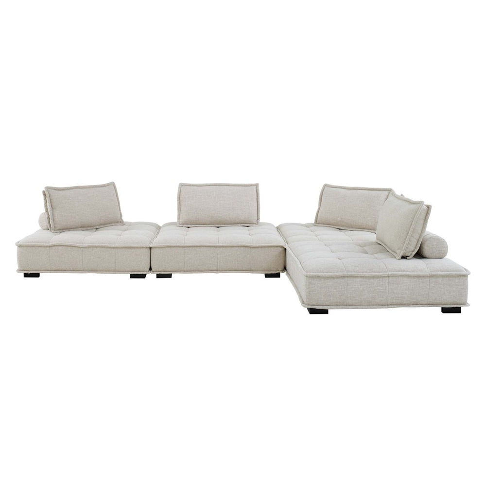 Modway Furniture Saunter 4-Piece Tufted Fabric Sectional Sofa - Versatile Modern Comfort for Stylish Living Rooms EEI-5208-BEI