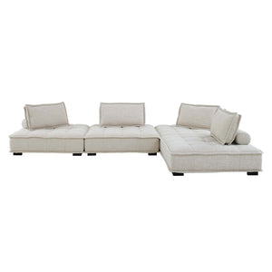 Modway Furniture Saunter 4-Piece Tufted Fabric Sectional Sofa - Versatile Modern Comfort for Stylish Living Rooms EEI-5208-BEI