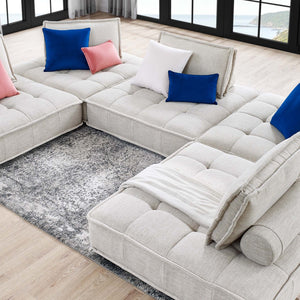 Modway Furniture Saunter 5-Piece Modular Tufted Fabric Sectional Sofa - Stylish Comfort for Modern Living Spaces EEI-5210-BEI