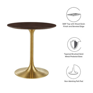 Modway Furniture Lippa 28" Round Wood Dining Table - Mid-Century Modern Charm with Gold Base for Small Spaces EEI-5212-GLD-CHE