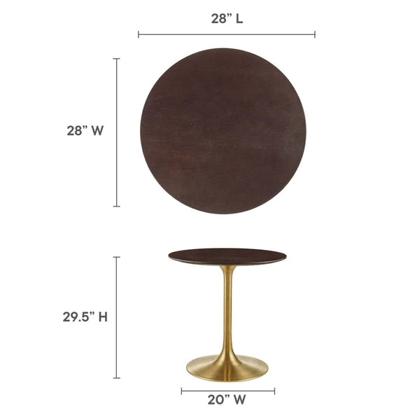 Modway Furniture Lippa 28" Round Wood Dining Table - Mid-Century Modern Charm with Gold Base for Small Spaces EEI-5212-GLD-CHE