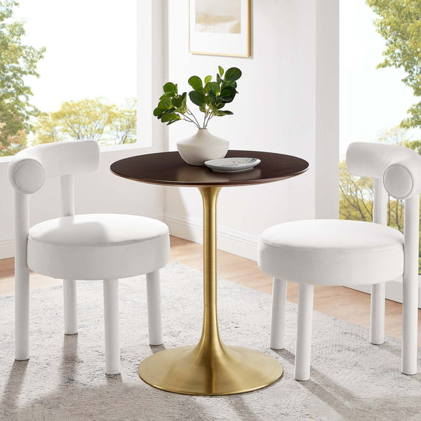 Modway Furniture Lippa 28" Round Wood Dining Table - Mid-Century Modern Charm with Gold Base for Small Spaces EEI-5212-GLD-CHE