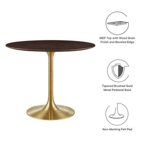 Modway Furniture Lippa 36" Round Wood Dining Table - Modern Mid-Century Pedestal Design for Chic Dining Spaces EEI-5214-GLD-CHE