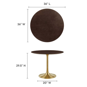 Modway Furniture Lippa 36" Round Wood Dining Table - Modern Mid-Century Pedestal Design for Chic Dining Spaces EEI-5214-GLD-CHE