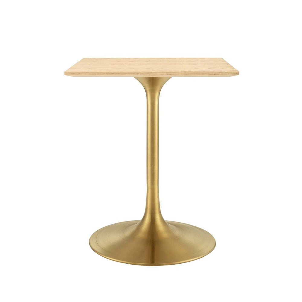 Modway Furniture Lippa 24" Square Wood Dining Table - Modern Gold Metal Base, Space-Saving Design for Any Room EEI-5219-GLD-NAT