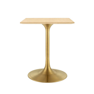Modway Furniture Lippa 24" Square Wood Dining Table - Modern Gold Metal Base, Space-Saving Design for Any Room EEI-5219-GLD-NAT