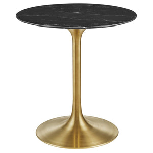 Modway Furniture Lippa 28" Round Faux Marble Dining Table – Modern Pedestal Design in Gold & Black for Stylish Spaces EEI-5224-GLD-BLK