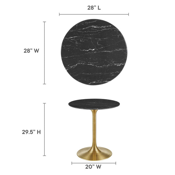 Modway Furniture Lippa 28" Round Faux Marble Dining Table – Modern Pedestal Design in Gold & Black for Stylish Spaces EEI-5224-GLD-BLK