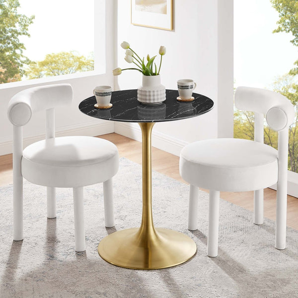 Modway Furniture Lippa 28" Round Faux Marble Dining Table – Modern Pedestal Design in Gold & Black for Stylish Spaces EEI-5224-GLD-BLK