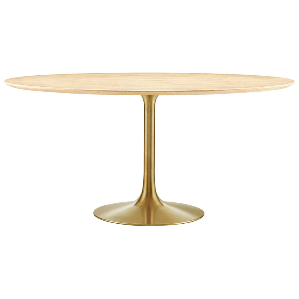 Modway Furniture Lippa 60" Round Wood Dining Table - Modern Mid-Century Design with Gold Pedestal Base & Easy Care EEI-5233-GLD-NAT