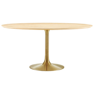Modway Furniture Lippa 60" Round Wood Dining Table - Modern Mid-Century Design with Gold Pedestal Base & Easy Care EEI-5233-GLD-NAT