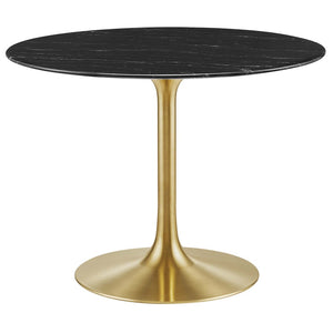Modway Furniture Lippa 40" Round Faux Marble Dining Table - Mid-Century Modern Style with Gold Base & Floor Protection EEI-5238-GLD-BLK