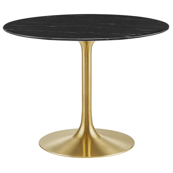 Modway Furniture Lippa 40" Round Faux Marble Dining Table - Mid-Century Modern Style with Gold Base & Floor Protection EEI-5238-GLD-BLK