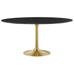 Modway Furniture Lippa 60" Round Faux Marble Dining Table - Elegant Mid-Century Design with Gold and Black Finishes EEI-5241-GLD-BLK