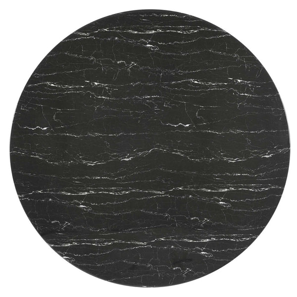 Modway Furniture Lippa 60" Round Faux Marble Dining Table - Elegant Mid-Century Design with Gold and Black Finishes EEI-5241-GLD-BLK